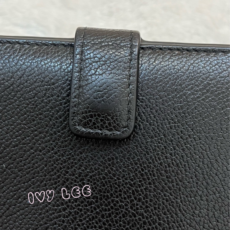 PRADA 2MV015 浮雕LOGO 黑藍 二折長夾 正品 二手精品-2