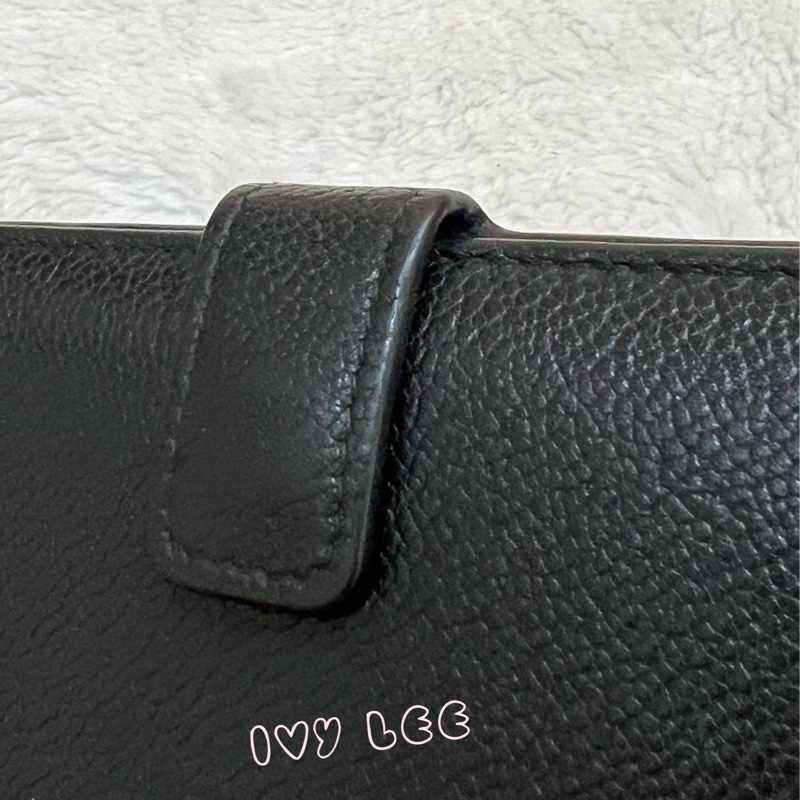 PRADA 2MV015 浮雕LOGO 黑藍 二折長夾 正品 二手精品-3