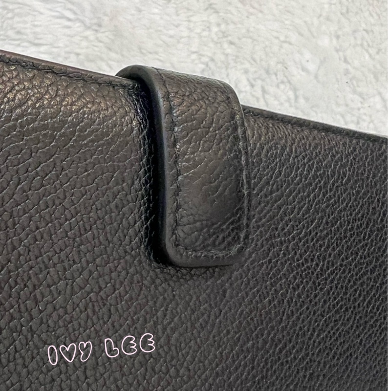 PRADA 2MV015 浮雕LOGO 黑藍 二折長夾 正品 二手精品-4