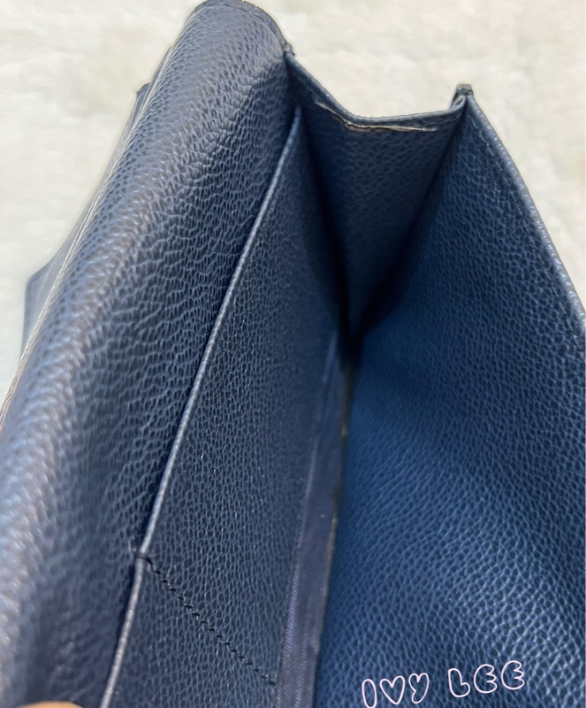 PRADA 2MV015 浮雕LOGO 黑藍 二折長夾 正品 二手精品-8
