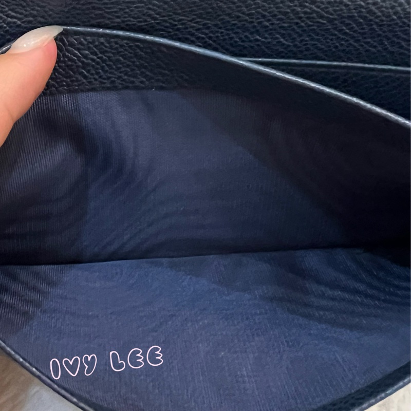 PRADA 2MV015 浮雕LOGO 黑藍 二折長夾 正品 二手精品-9