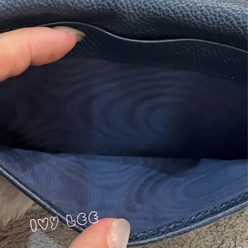 PRADA 2MV015 浮雕LOGO 黑藍 二折長夾 正品 二手精品-11