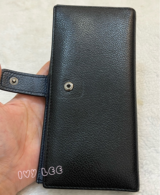 PRADA 2MV015 浮雕LOGO 黑藍 二折長夾 正品 二手精品-19