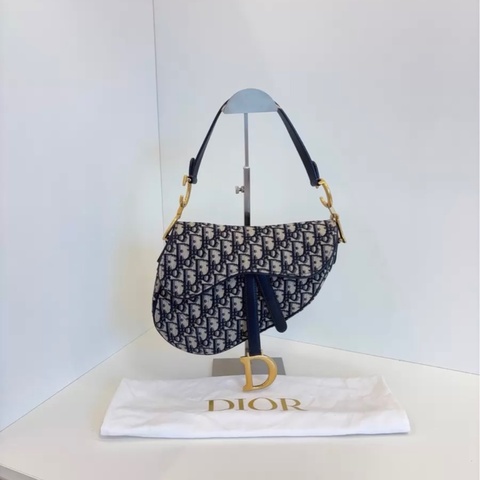 DIOR 迪奥 Saddle 马鞍中号 老花满印Oblique刺绣 提花帆布拼牛皮 马鞍包手提单肩斜挎包