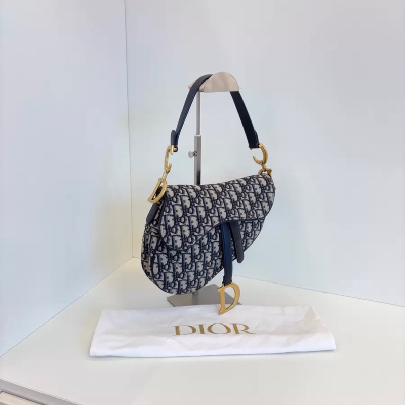 DIOR 迪奥 Saddle 马鞍中号 老花满印Oblique刺绣 提花帆布拼牛皮 马鞍包手提单肩斜挎包-2
