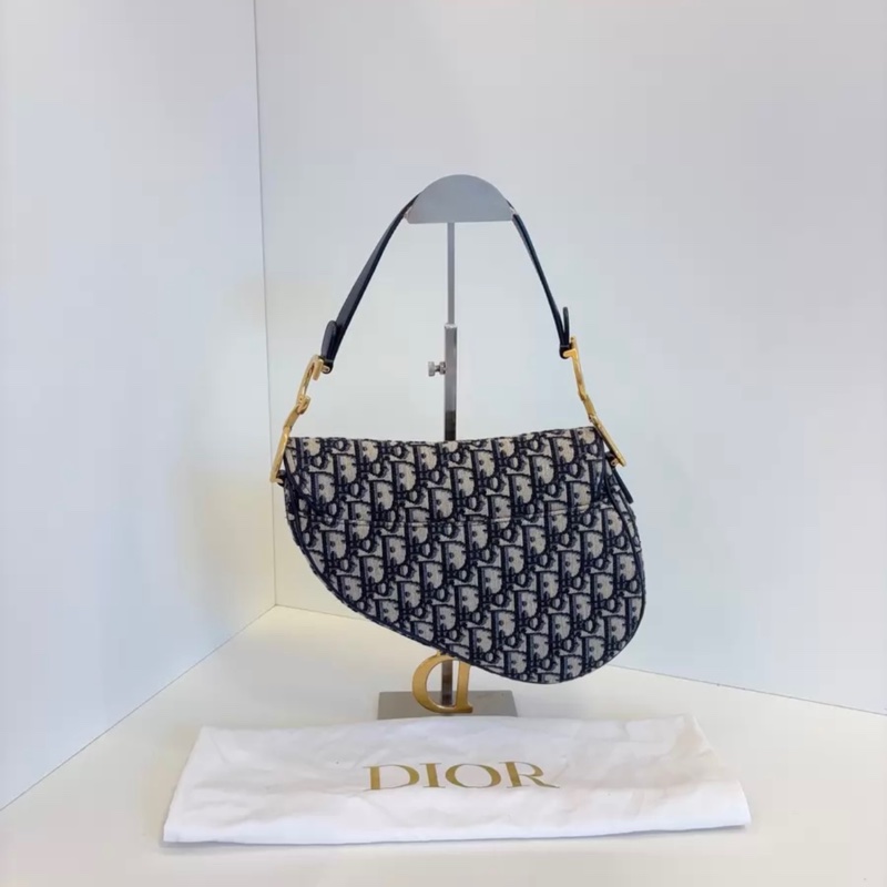 DIOR 迪奥 Saddle 马鞍中号 老花满印Oblique刺绣 提花帆布拼牛皮 马鞍包手提单肩斜挎包-4