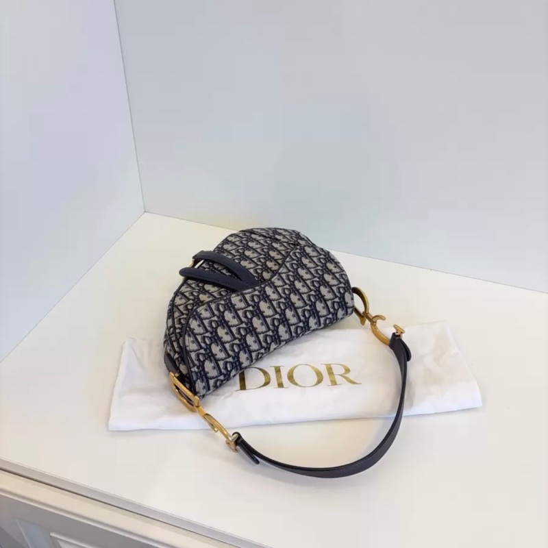 DIOR 迪奥 Saddle 马鞍中号 老花满印Oblique刺绣 提花帆布拼牛皮 马鞍包手提单肩斜挎包-5
