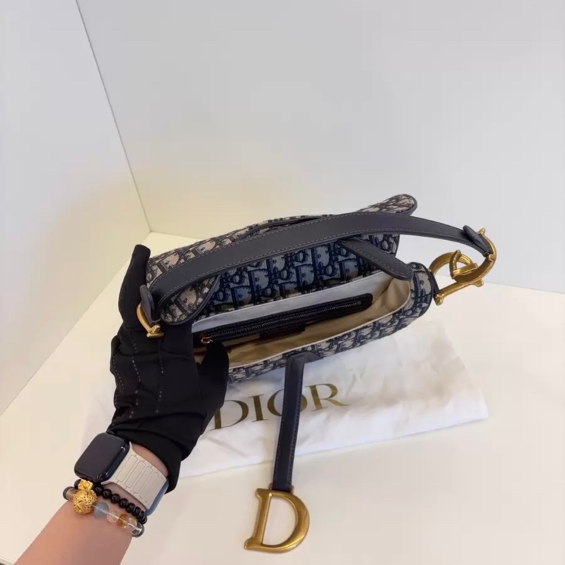 DIOR 迪奥 Saddle 马鞍中号 老花满印Oblique刺绣 提花帆布拼牛皮 马鞍包手提单肩斜挎包-7