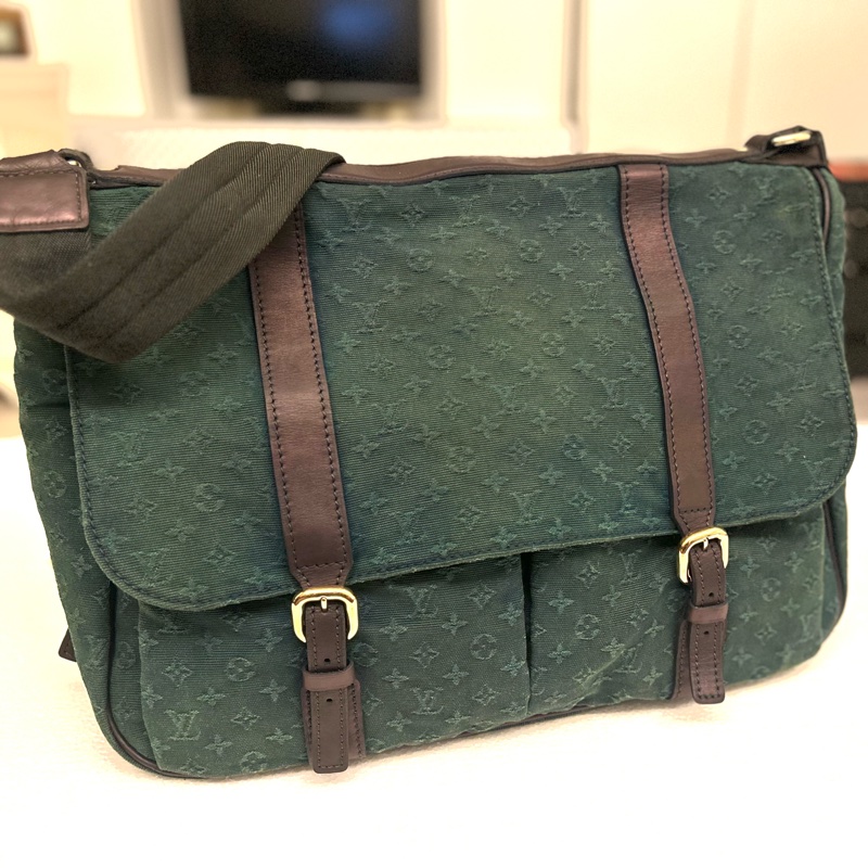絕版 Louis Vuitton LV Monogram mini green Lin Sac Maman messenger bag 斜挎包 帆布-1