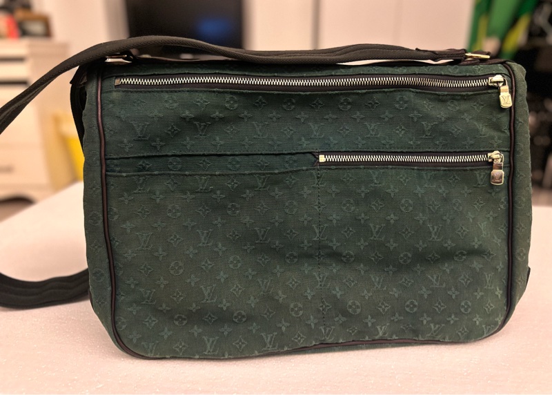 絕版 Louis Vuitton LV Monogram mini green Lin Sac Maman messenger bag 斜挎包 帆布-2