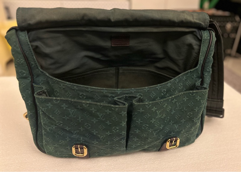 絕版 Louis Vuitton LV Monogram mini green Lin Sac Maman messenger bag 斜挎包 帆布-4