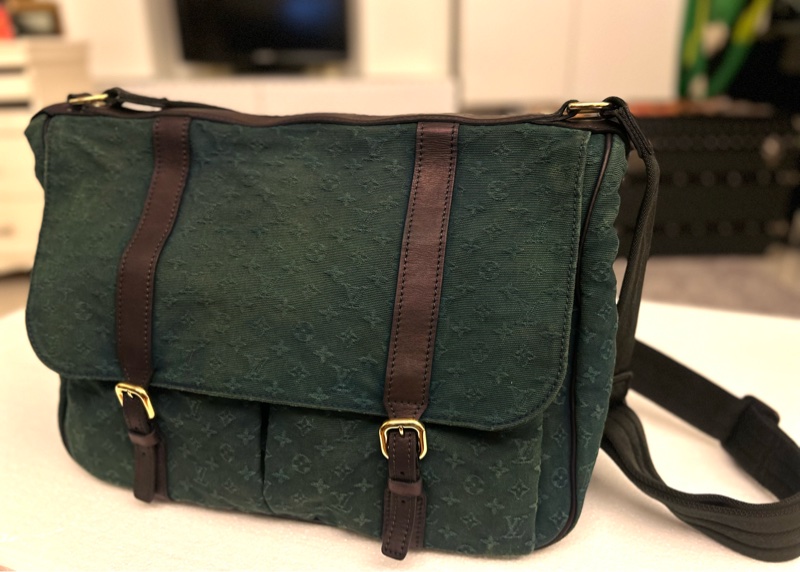 絕版 Louis Vuitton LV Monogram mini green Lin Sac Maman messenger bag 斜挎包 帆布-9