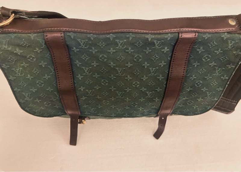 絕版 Louis Vuitton LV Monogram mini green Lin Sac Maman messenger bag 斜挎包 帆布-10