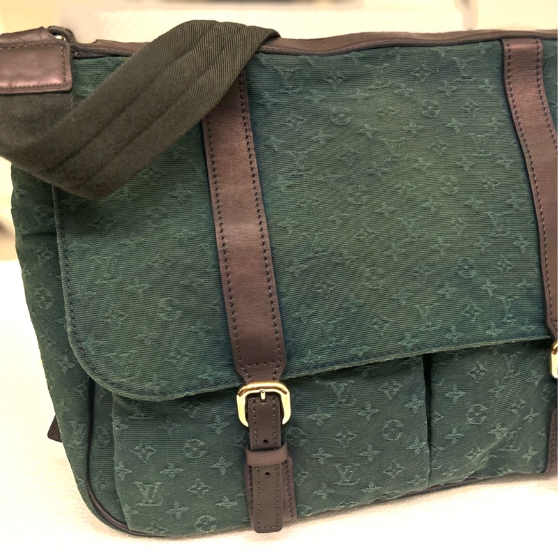 絕版 Louis Vuitton LV Monogram mini green Lin Sac Maman messenger bag 斜挎包 帆布-11