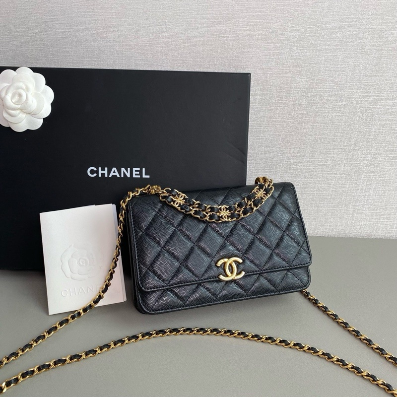 💎Chanel香奈兒22K|黑金荔枝皮手柄woc|芯片款|98新-2