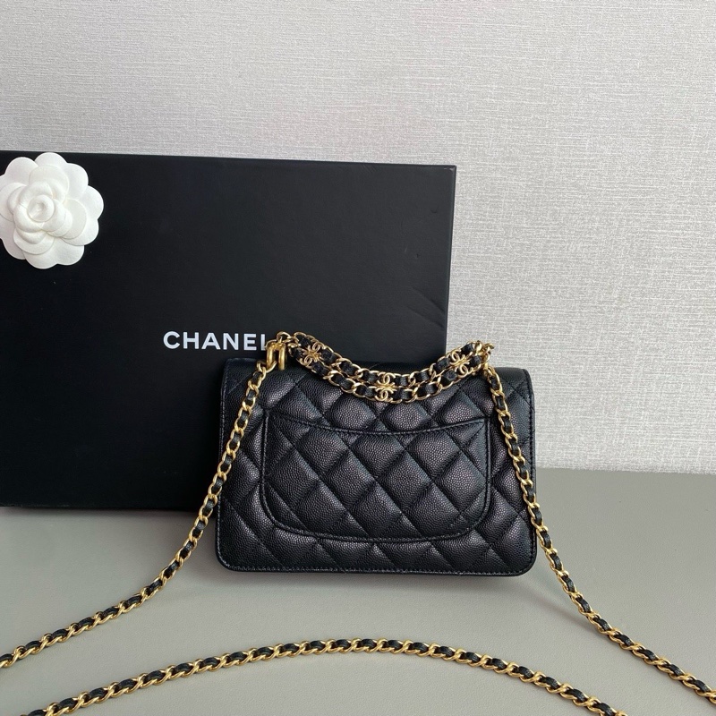 💎Chanel香奈兒22K|黑金荔枝皮手柄woc|芯片款|98新-4