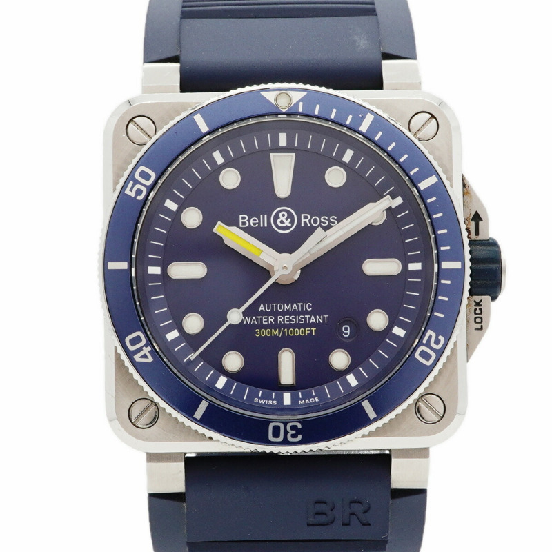Bell & Ross BR 03-92 潛水錶 藍色 BR03-92-D-BU-ST SRB 錶盤 男士腕錶-0