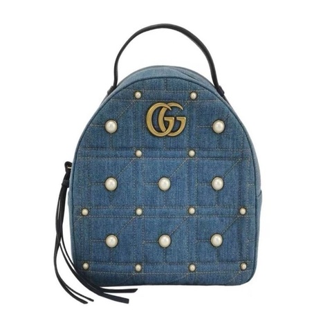Gucci牛仔珍珠后背包