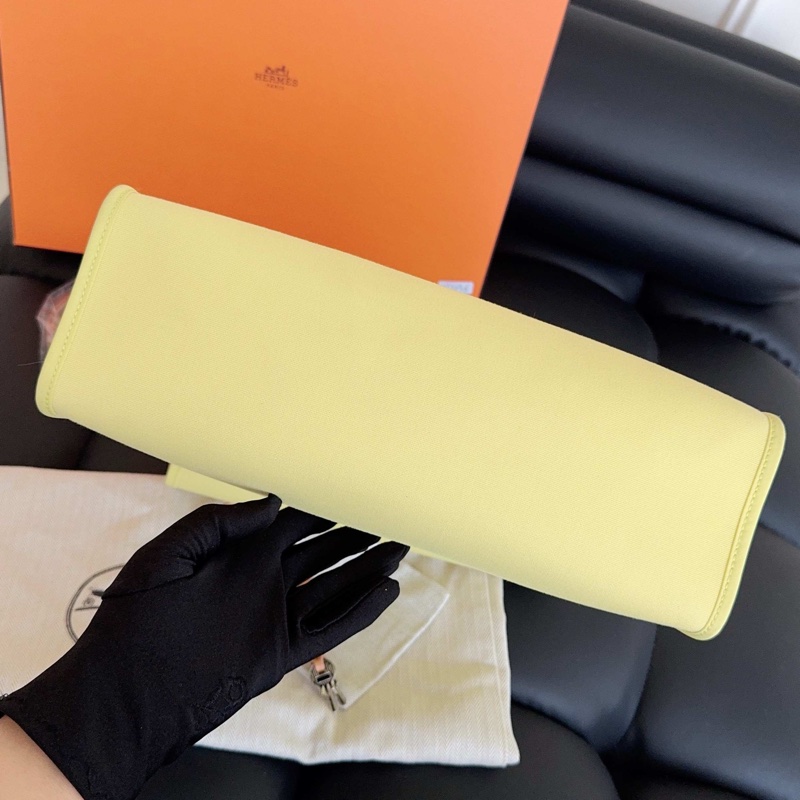 【近新閒置品】99新 Hermes愛馬仕herbag31 銀扣 外縫線 小雞黃 手提單肩斜挎包,框P刻-8