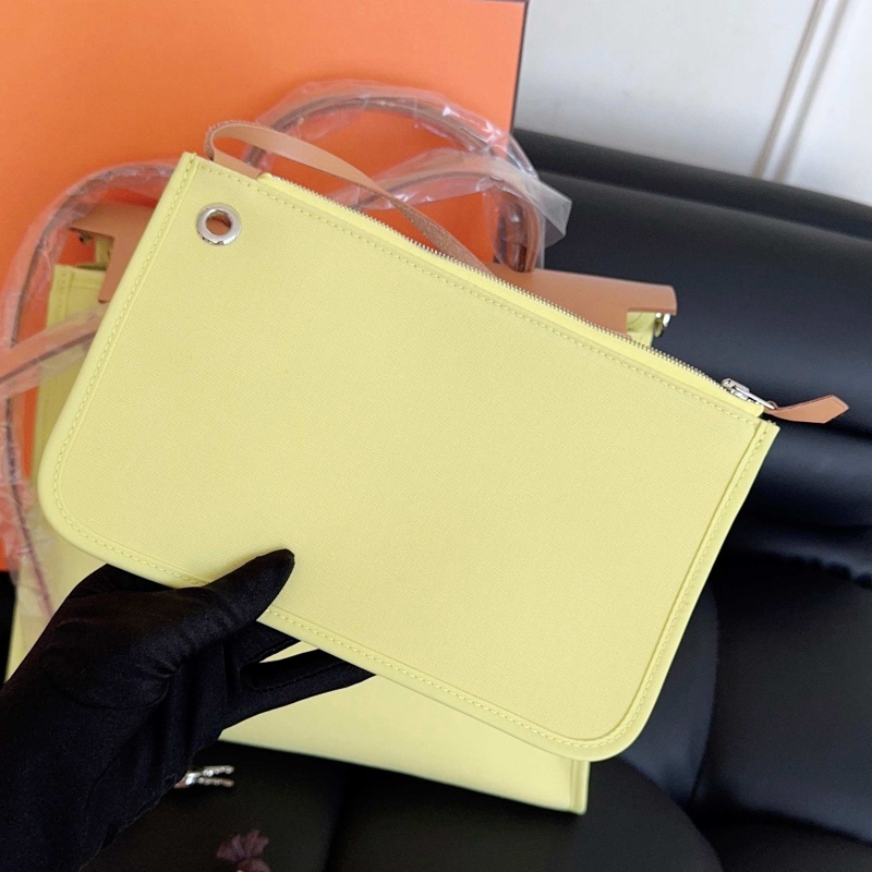 【近新閒置品】99新 Hermes愛馬仕herbag31 銀扣 外縫線 小雞黃 手提單肩斜挎包,框P刻-19