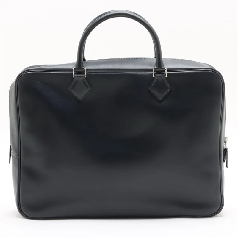 Hermes Plume Dog 38 Box calf Blue Indigo Silver Metal Fittings Stamp G 2003-1