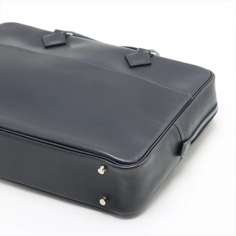 Hermes Plume Dog 38 Box calf Blue Indigo Silver Metal Fittings Stamp G 2003-2