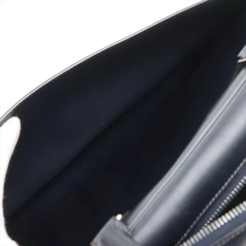 Hermes Plume Dog 38 Box calf Blue Indigo Silver Metal Fittings Stamp G 2003-8