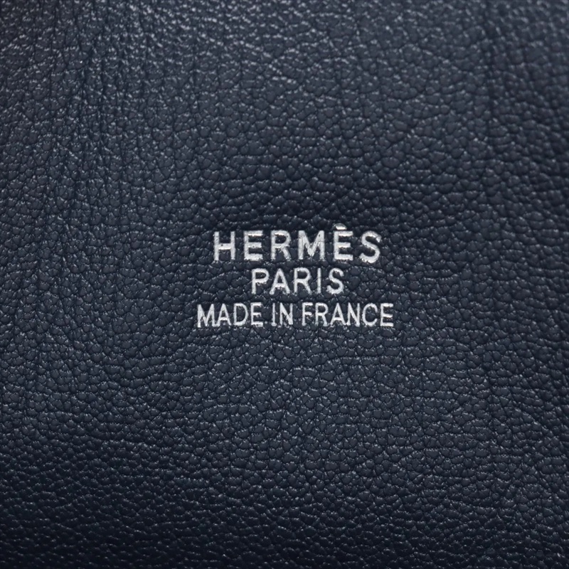 Hermes Plume Dog 38 Box calf Blue Indigo Silver Metal Fittings Stamp G 2003-9