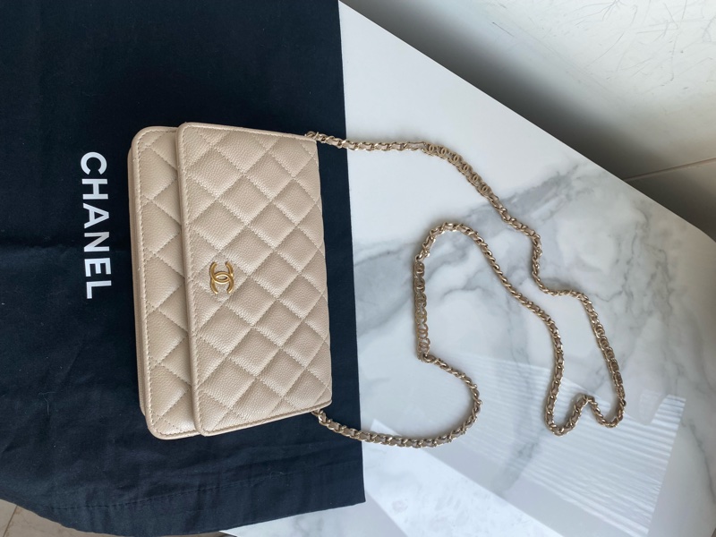 Chanel 奶茶色woc 荔枝牛皮-3