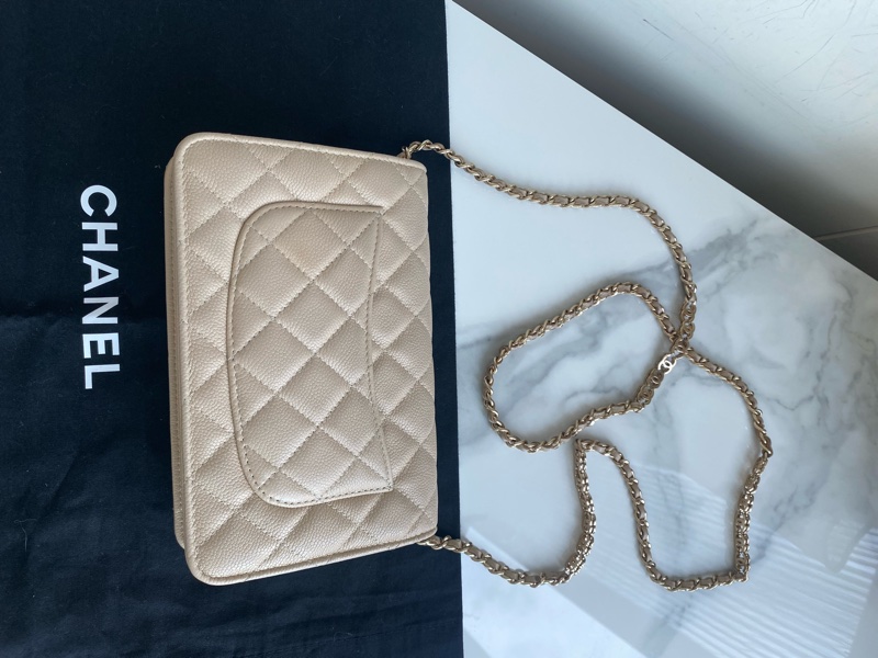 Chanel 奶茶色woc 荔枝牛皮-4