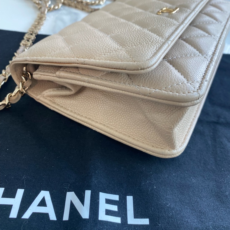 Chanel 奶茶色woc 荔枝牛皮-10