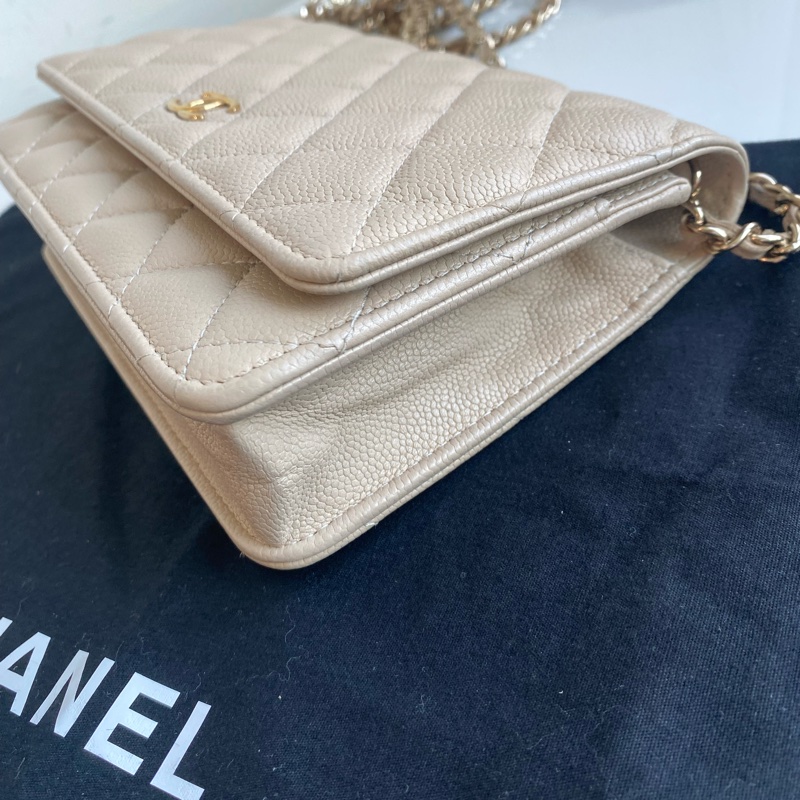 Chanel 奶茶色woc 荔枝牛皮-12