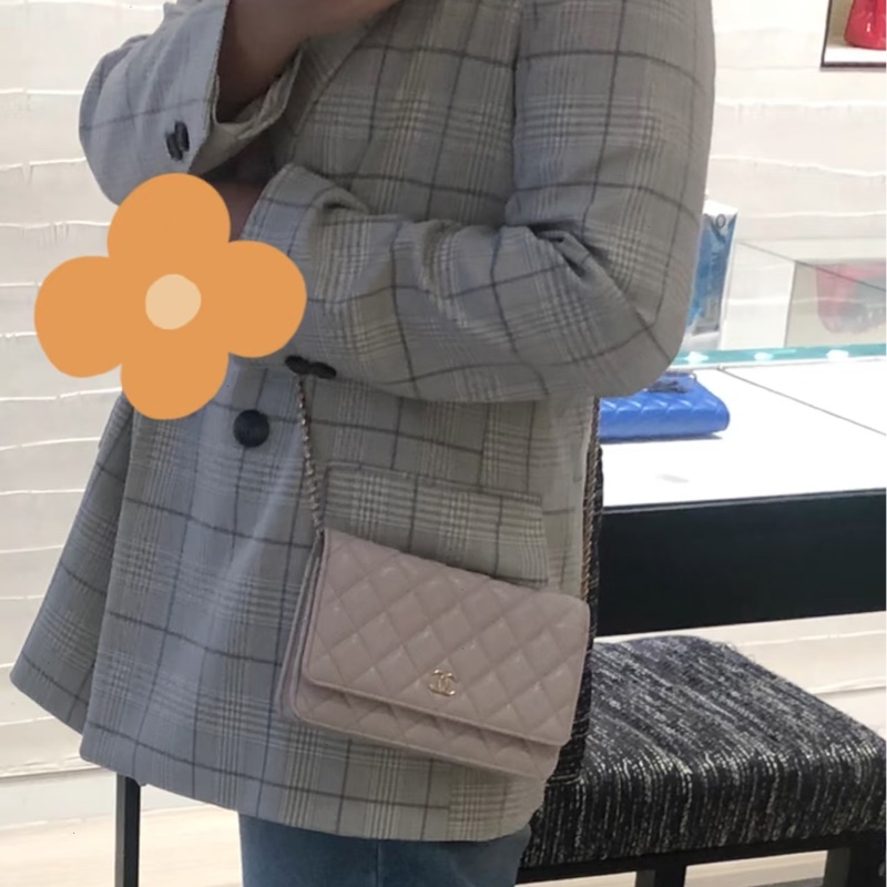 Chanel 奶茶色woc 荔枝牛皮-10
