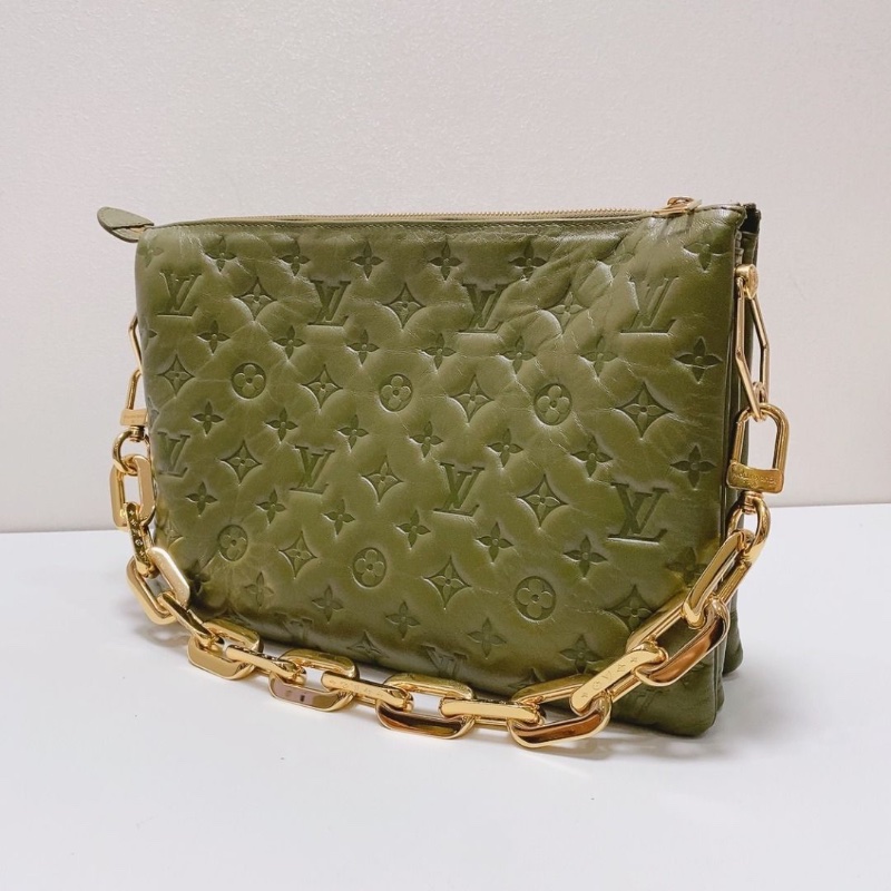 LV Coussin 老花滿logo綠色 中號鏈條包 34x24x12cm 9新 配件塵袋 鏈條 肩帶 盒子-2