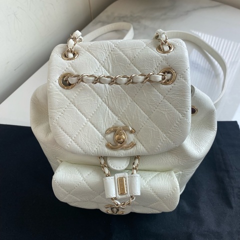 Chanel 雙肩包 小書包22cDuma 小號奶白色