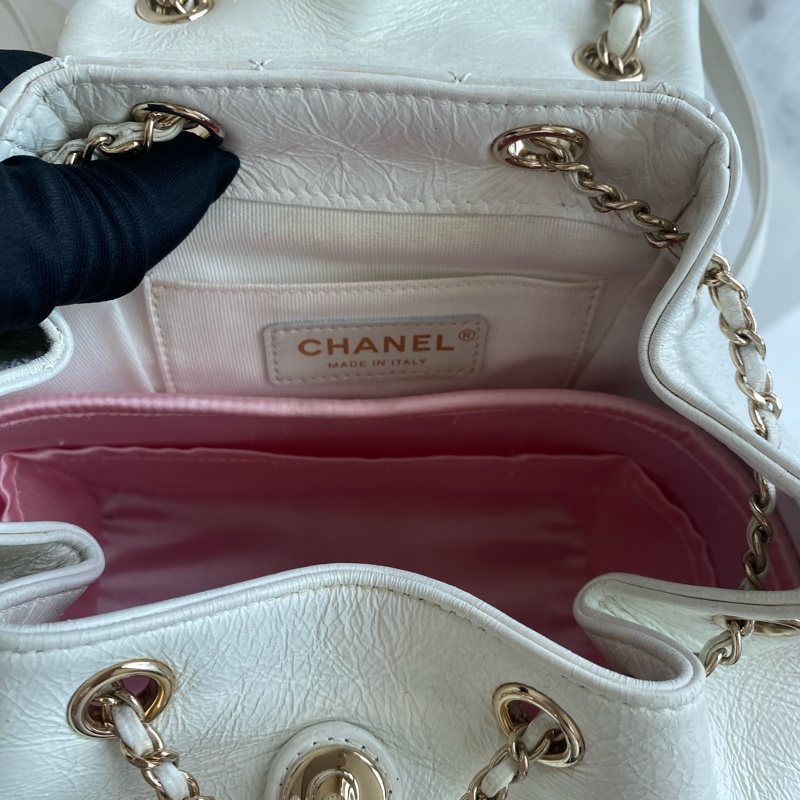 Chanel 雙肩包 小書包22cDuma 小號奶白色-3