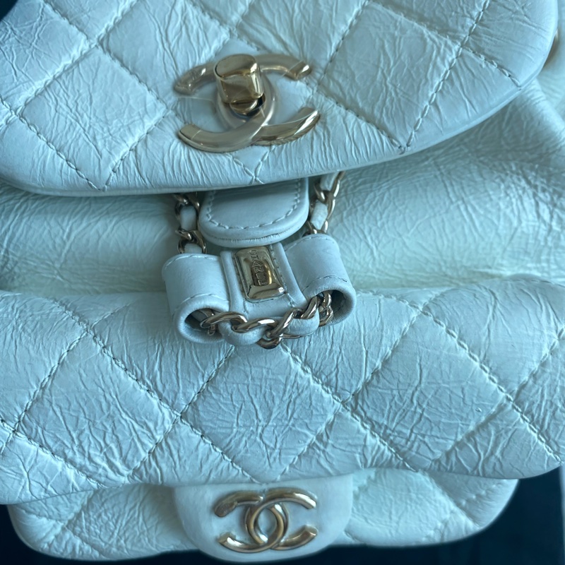 Chanel 雙肩包 小書包22cDuma 小號奶白色-15