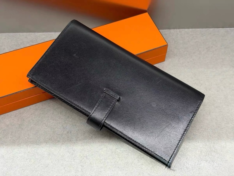 秒殺罕見 Hermès 愛馬仕 Bearn 黑金長夾|A刻 Box皮|經典黑色 H釦長夾 原始成色-1