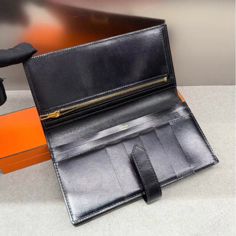 秒殺罕見 Hermès 愛馬仕 Bearn 黑金長夾|A刻 Box皮|經典黑色 H釦長夾 原始成色-8