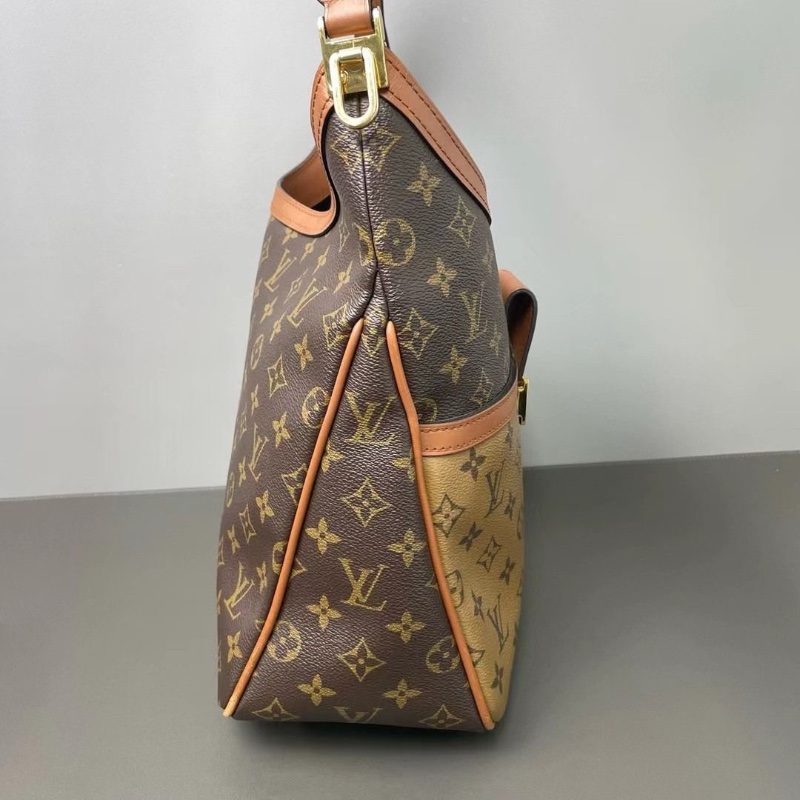 LV 達芙妮Hobo老花包 焦糖配棕色 內里黑色 30*32*13.5 9新 配件肩帶 塵袋-5