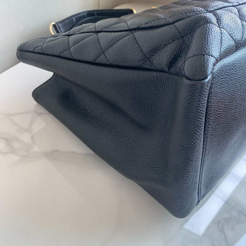 Chanel 黑金托特GST菱格紋雙C荔枝牛皮-4