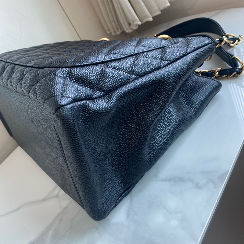 Chanel 黑金托特GST菱格紋雙C荔枝牛皮-6