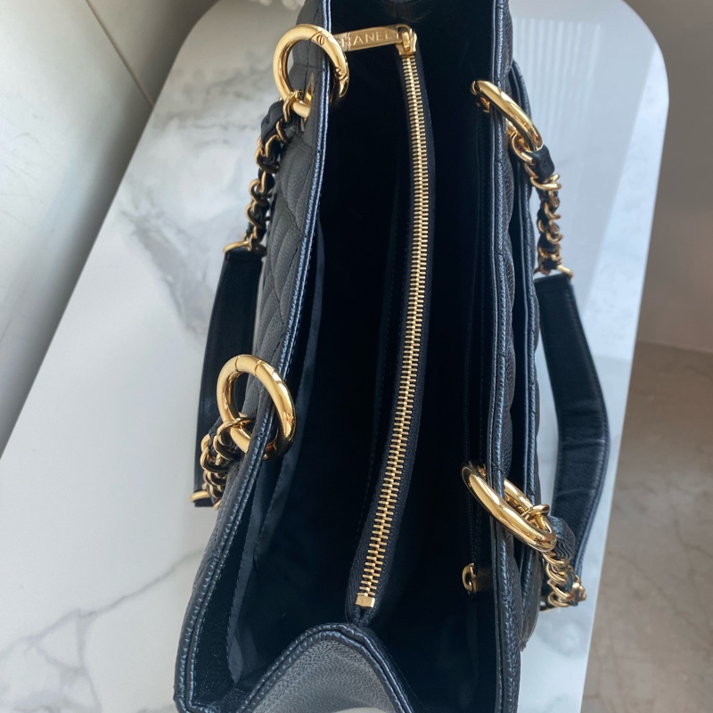 Chanel 黑金托特GST菱格紋雙C荔枝牛皮-8