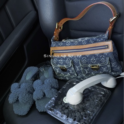 中古Louis Vuitton 藍色牛仔老花肩背包