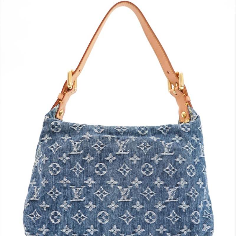 中古Louis Vuitton 藍色牛仔老花肩背包-2