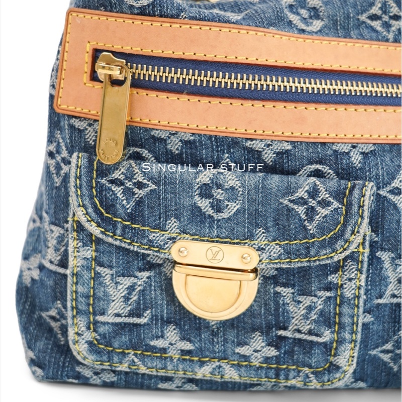 中古Louis Vuitton 藍色牛仔老花肩背包-6