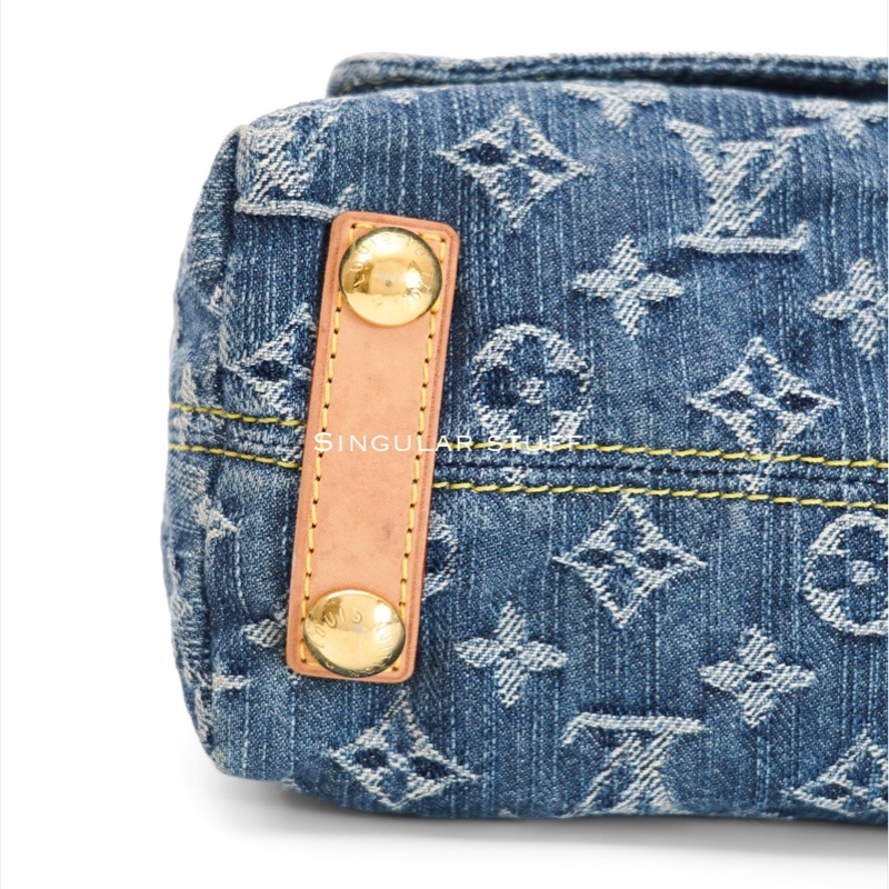 中古Louis Vuitton 藍色牛仔老花肩背包-10