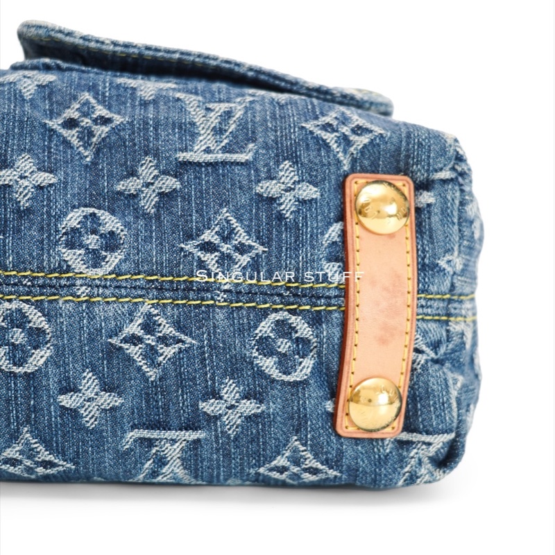 中古Louis Vuitton 藍色牛仔老花肩背包-11