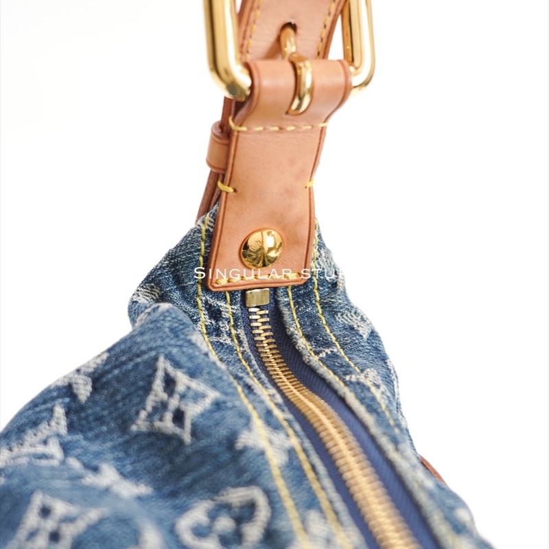 中古Louis Vuitton 藍色牛仔老花肩背包-15