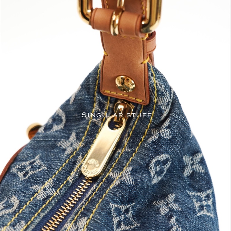 中古Louis Vuitton 藍色牛仔老花肩背包-16